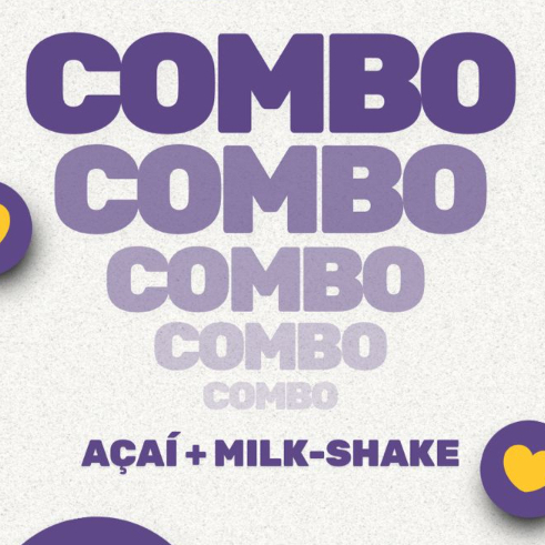 Um delicioso açaí recheadinho da sua escolha + um milk-shake bem saboroso ( ambos copos de 500ml).