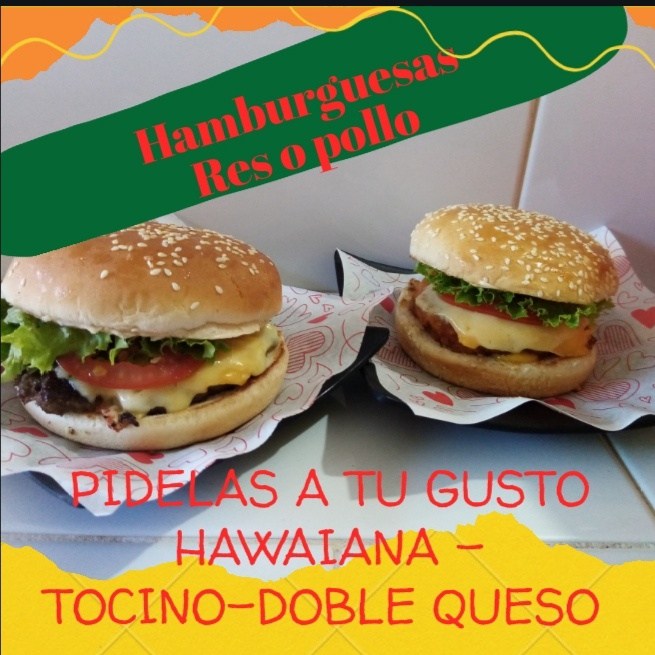 Hamburguesa chica Hawaiana o tocino