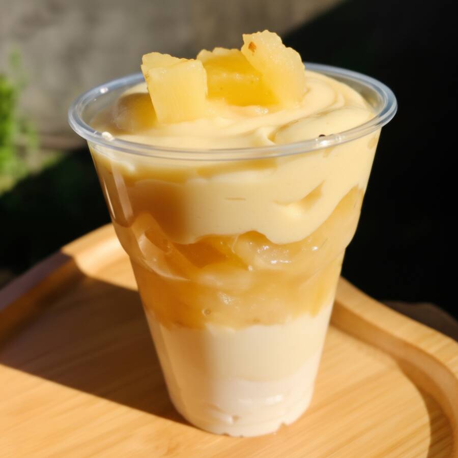 Mousse de Ninho, creme 4 leite, abacaxi e creme baba de moça. (200ml)