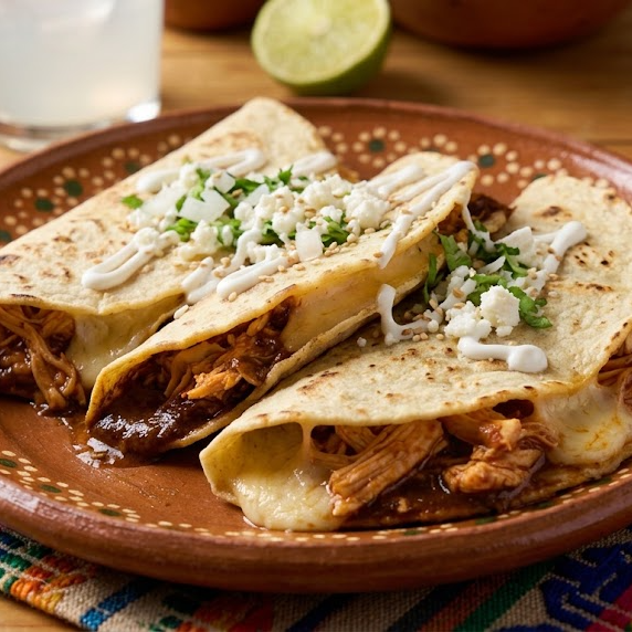 Quesadillas de Maíz Pollo en Mole