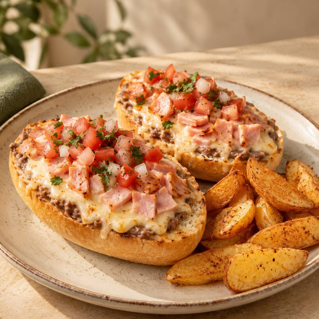 Molletes con Jamón