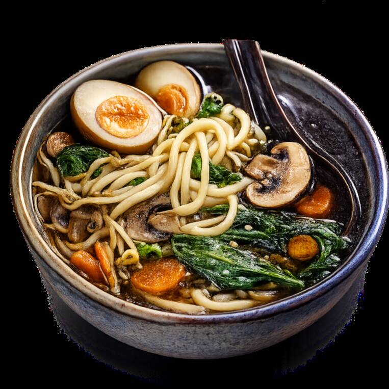 Misso udon tradicional tem o mesmo preparo do misso lamen tradicional. A diferença é que a massa utilizada é do udon, mais macia e grossa. O caldo é a base de galinha e leva pasta de misso, ovos com gema cremosa, legumes refogados e tyashu. Muito saboroso. Imagem ilustrativa
