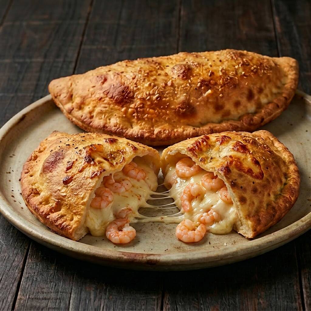 Camarão temperado e queijo mussarela