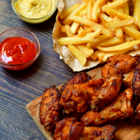 🤤Alitas 500 Gr más Papas a la Francesa🤤