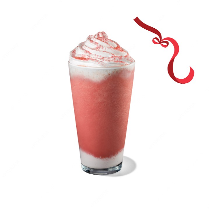 Frappuccino na base creme, leite, calda de Red Velvet e gelo batido. Finalizado com chantilly de baunilha e topping de Red Velvet.
*O chantilly pode derreter durante a entrega.*