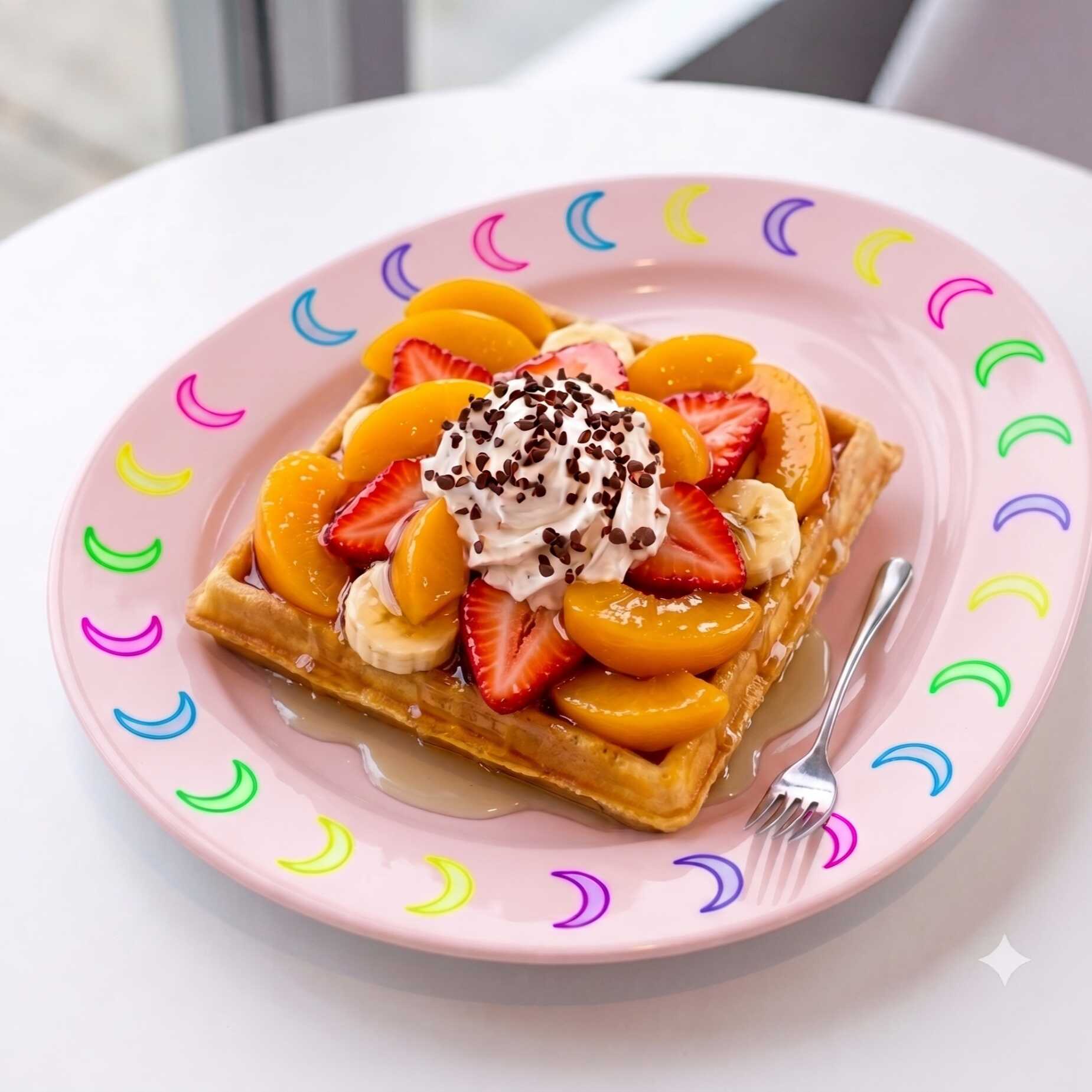 Waffle Cuadrado con 3 Frutas