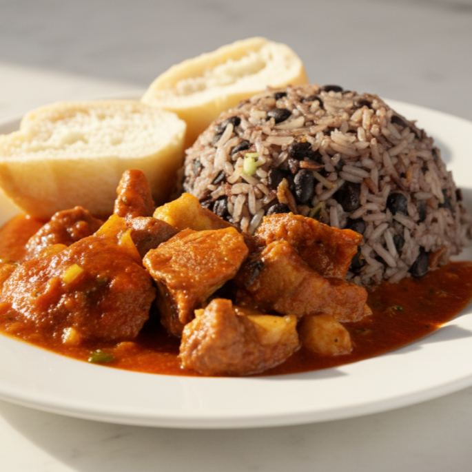 Pinto + Carne En Salsa