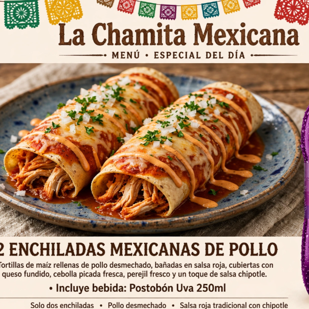 2 Enchiladas de Pollo Sin Chile