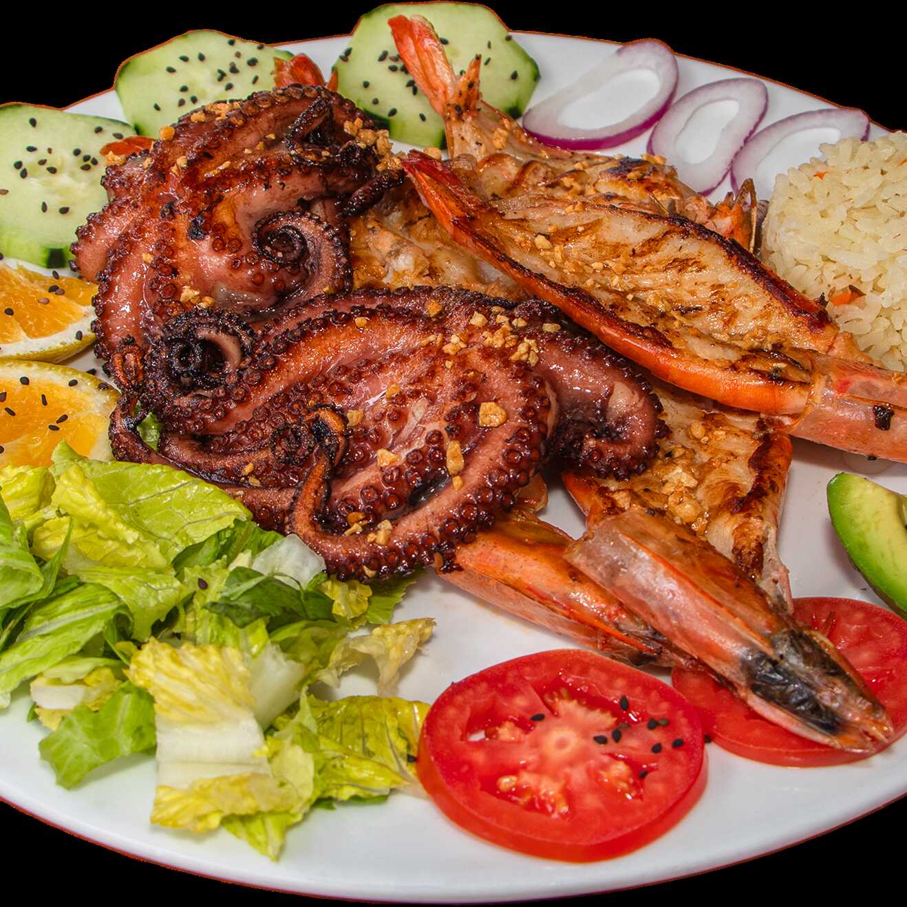 Camarones Especiales con Pulpo