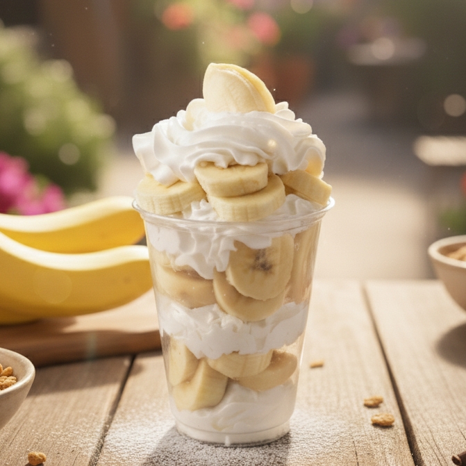 Plátanos con Chantilly Vaso 10 Oz (296ml)