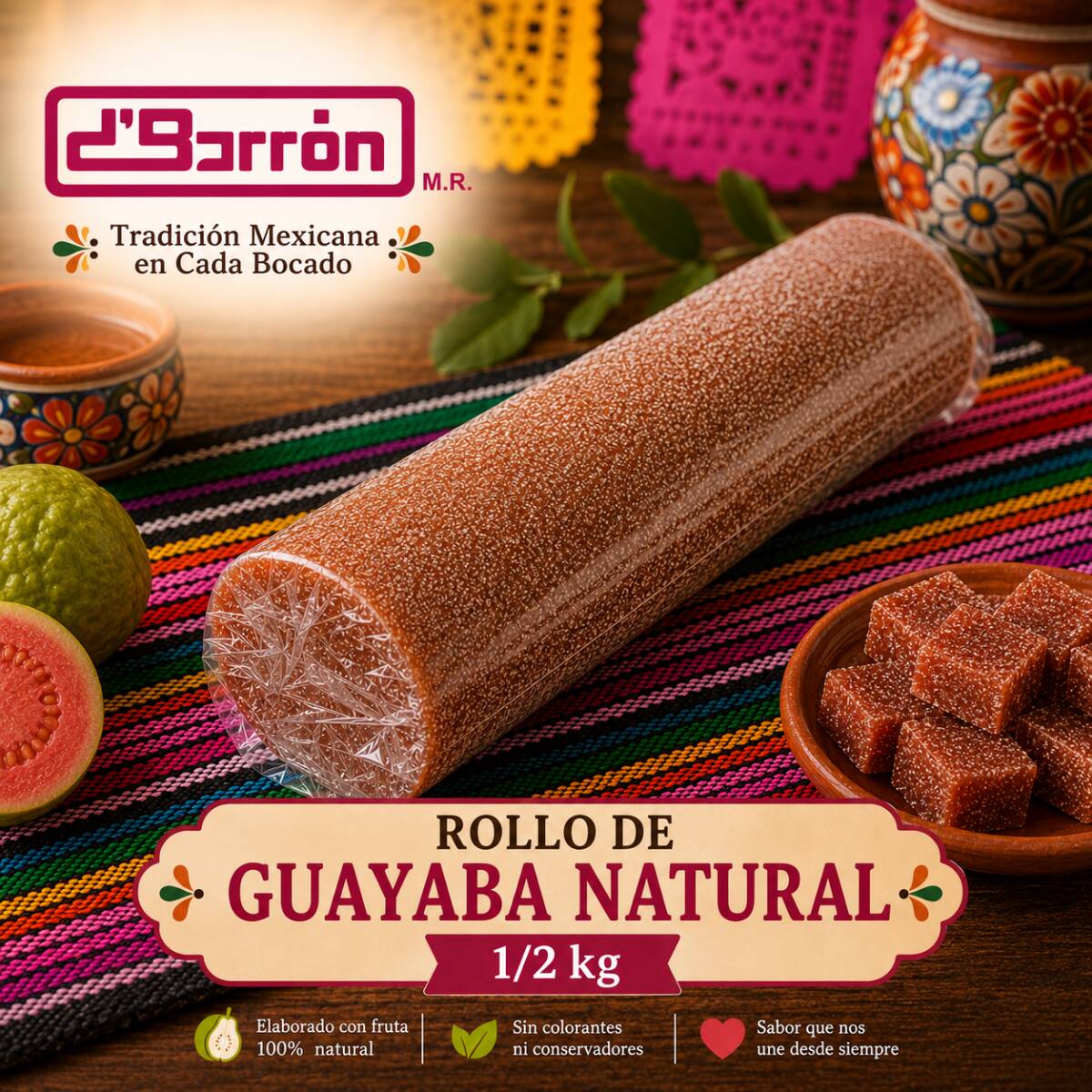 Rollo de Guayaba Natural 1/2 Kg