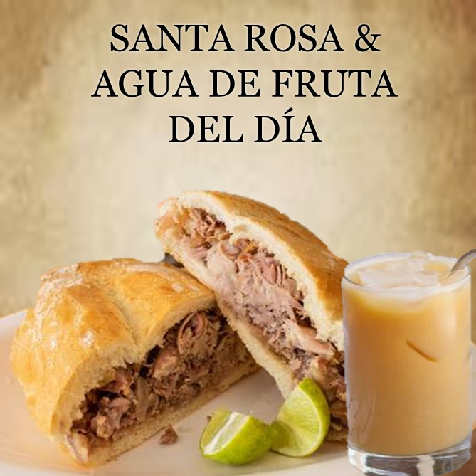 Torta Santa Rosa + Agua de Fruta del Dia