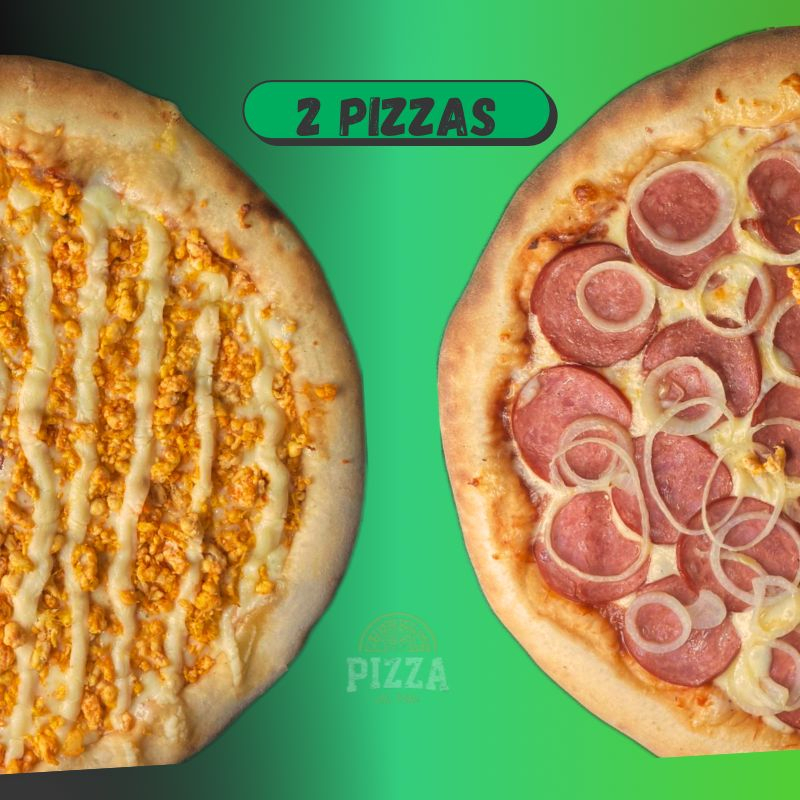2 Pizzas de 30cm (sabores clássicos) – Escolha entre nossos sabores mais pedidos e aproveite fatias generosas e irresistíveis. – Mais comida, mais economia e mais sabor! Ideal para dividir com a família ou amigos sem pesar no bolso. Promoção válida apenas para sabores clássicos! Peça agora e aproveite! Entrega rápida