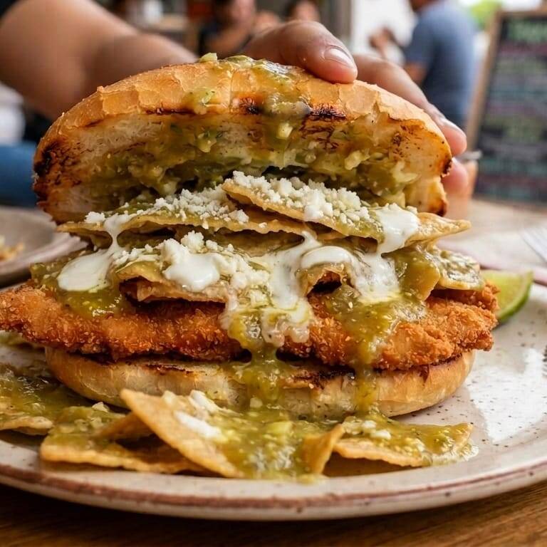 Torta de Chilaquiles con Pechuga Empanizada