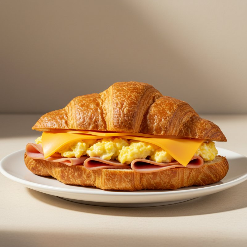 Croissant huevo, jamón y queso