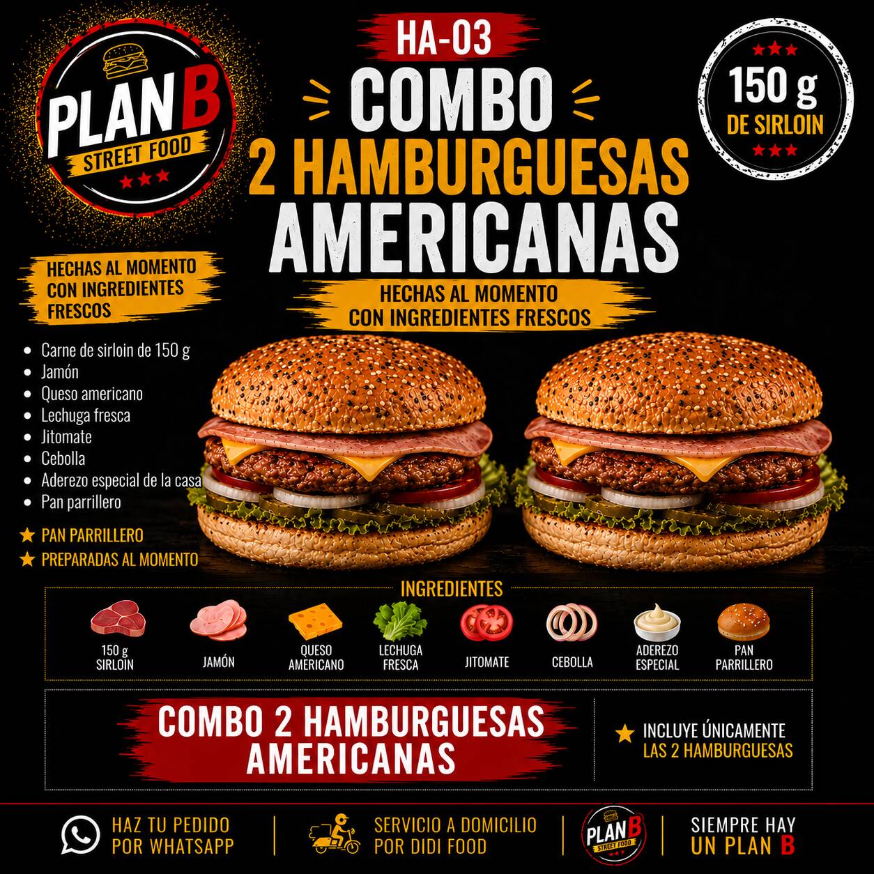 Combo 2 Hamburguesas Americanas