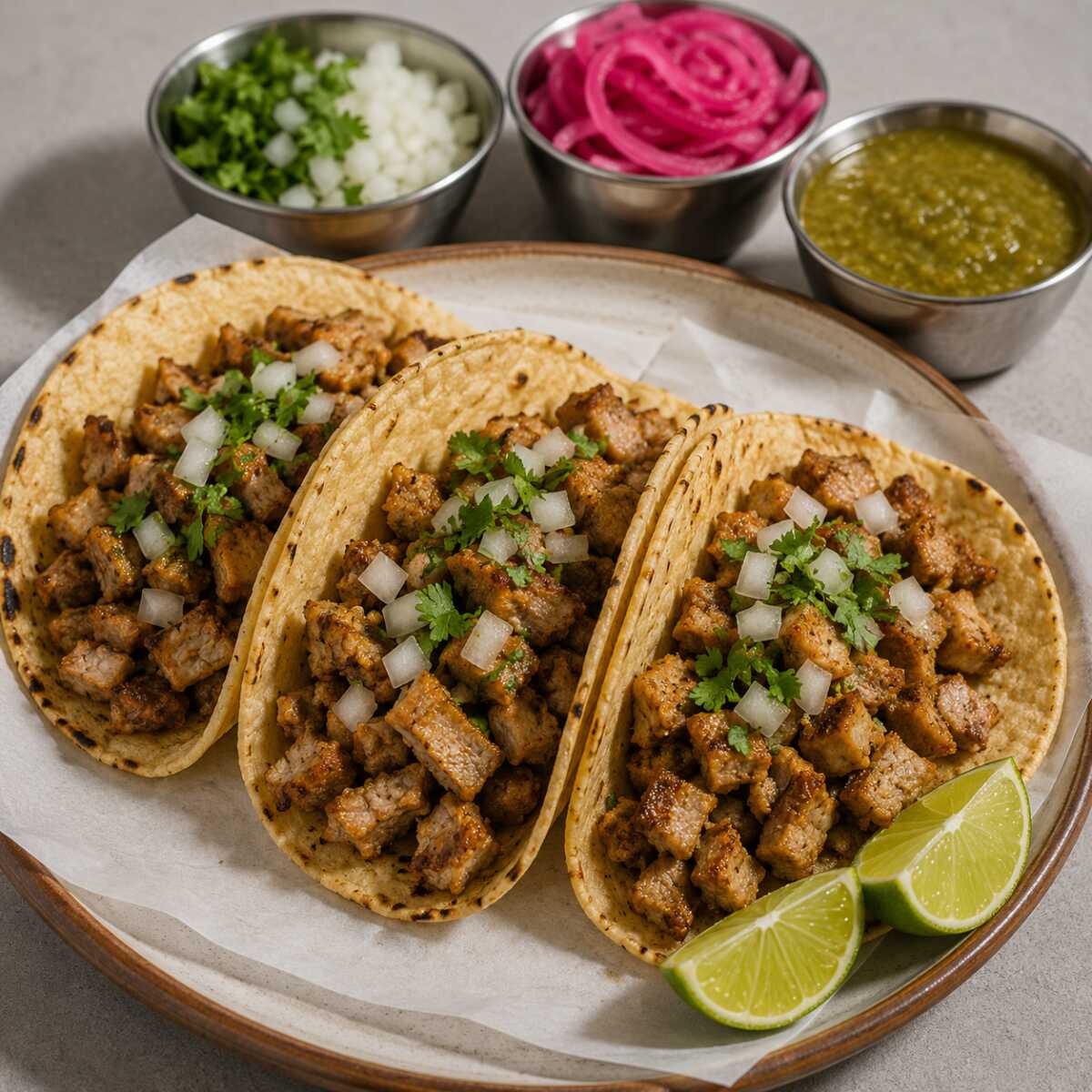 Taco de ubre con tortilla de maíz