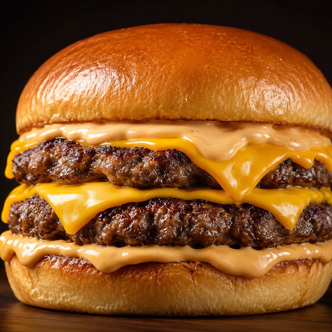 X - Burgue = pão, 2 hambúrguer, chadda, molho.