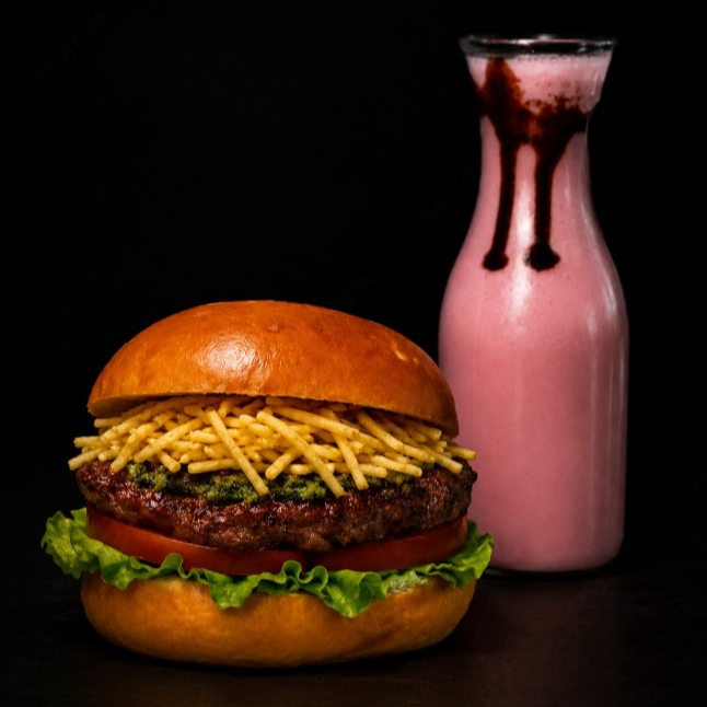 Promo Burger Artesanal + Fresa con Leche