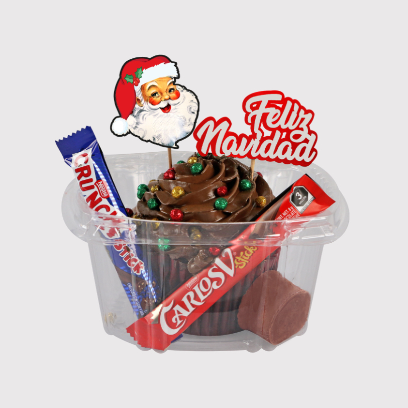 Muffin individual de chocolate navideño
