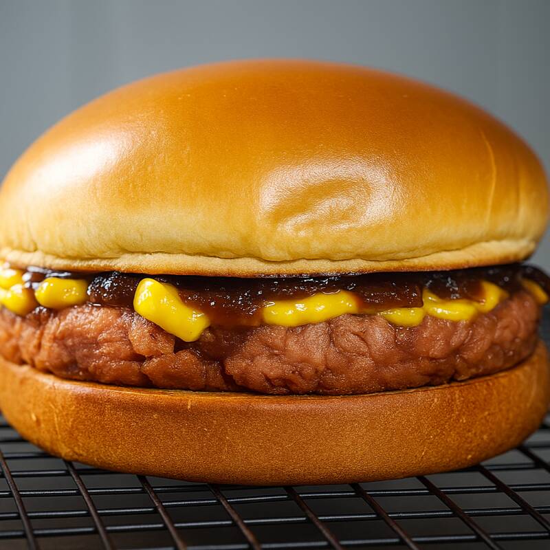 Burger sabor carne feito com proteína de ervilha (não contém soja) + queijo veg de castanha tipo cheddar cremoso + cebola caramelizada no pão de brioche selado na chapa!