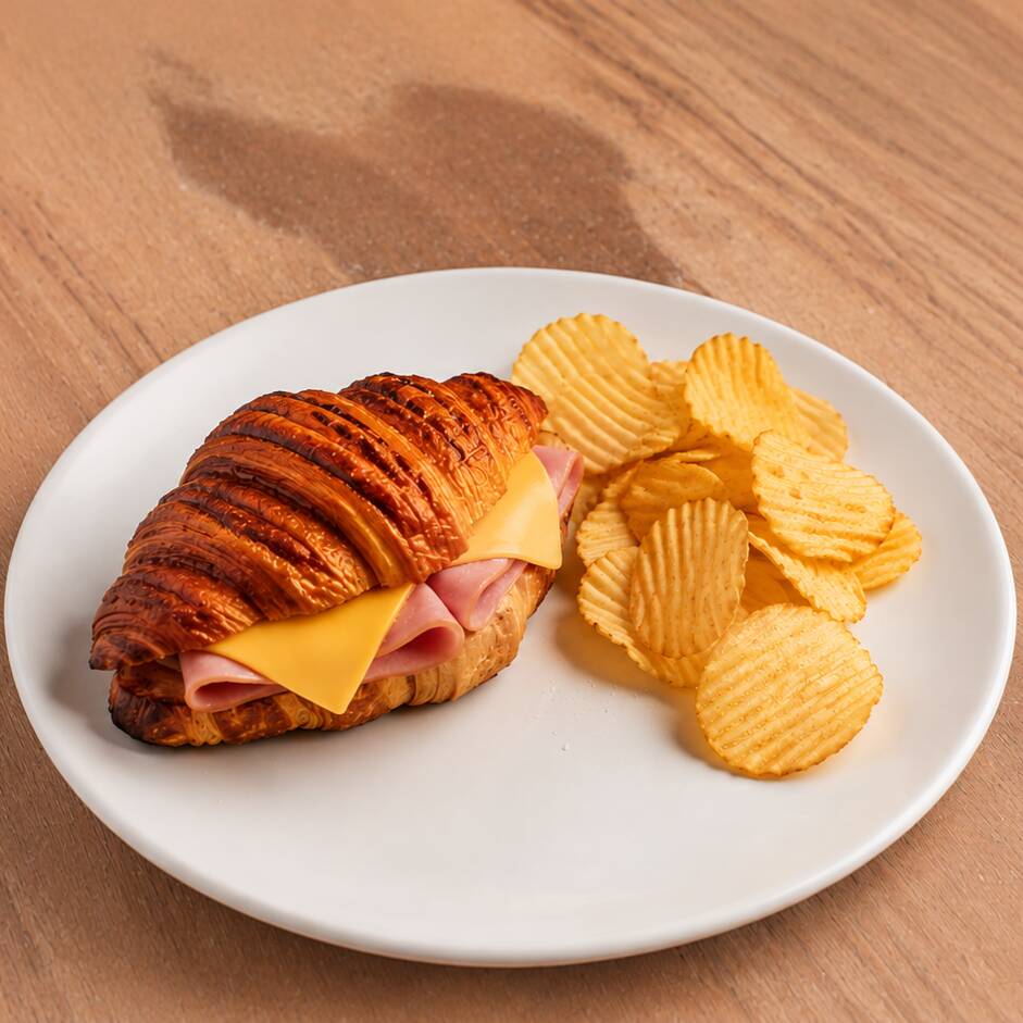 Croissant con Side de Papitas Chips