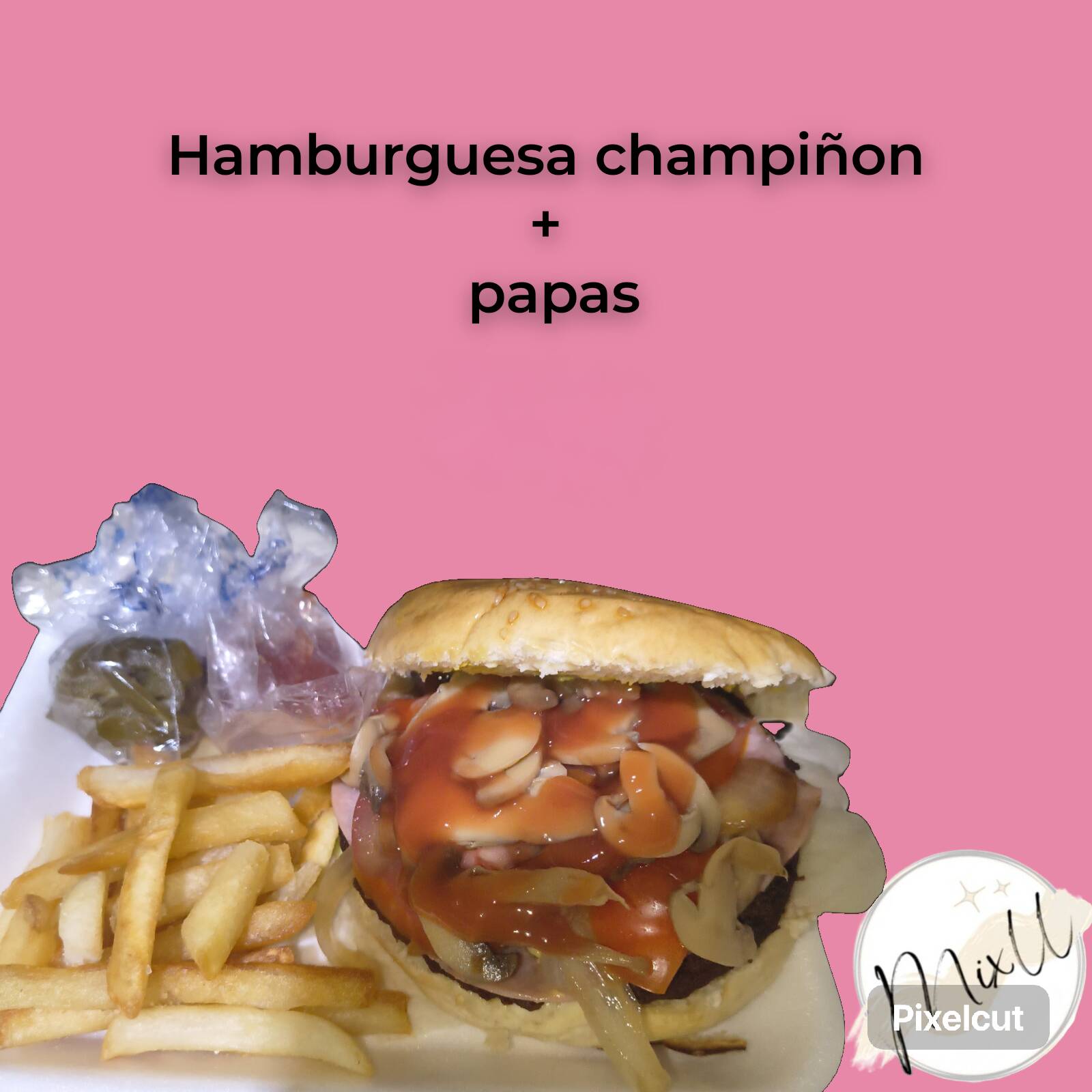 Hamburguesa de Champiñon con Papas