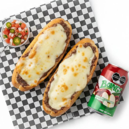 2 MOLLETES CON PICO DE GALLO + 1 BOING