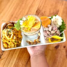 Leche de Tigre + Arroz con Mariscos + Chicharron