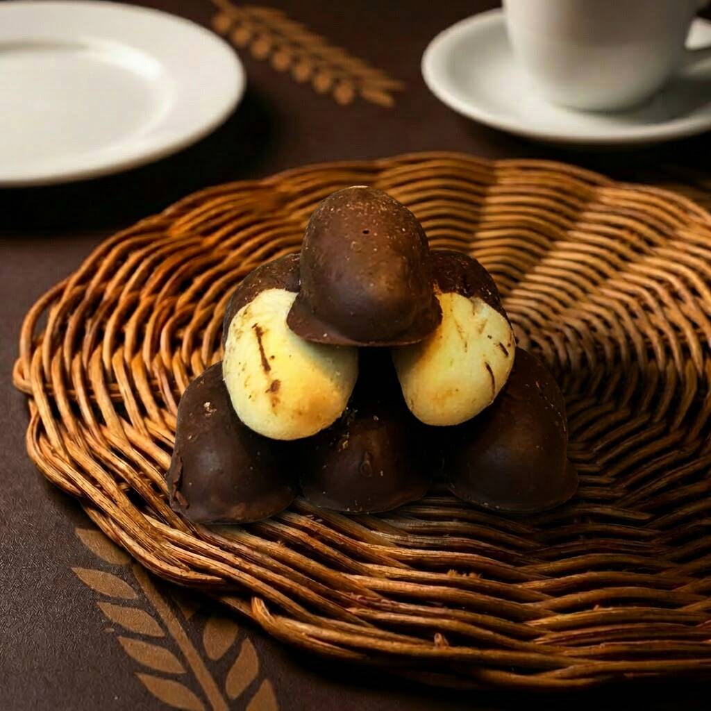 Clássico e delicado! Nosso biscoito amanteigado Língua de Gato é leve, crocante e coberto com ponta de chocolate, trazendo o equilíbrio perfeito entre a textura suave da manteiga e o sabor intenso do chocolate. Ideal para acompanhar o café ou adoçar o seu dia com elegância. 🍫✨