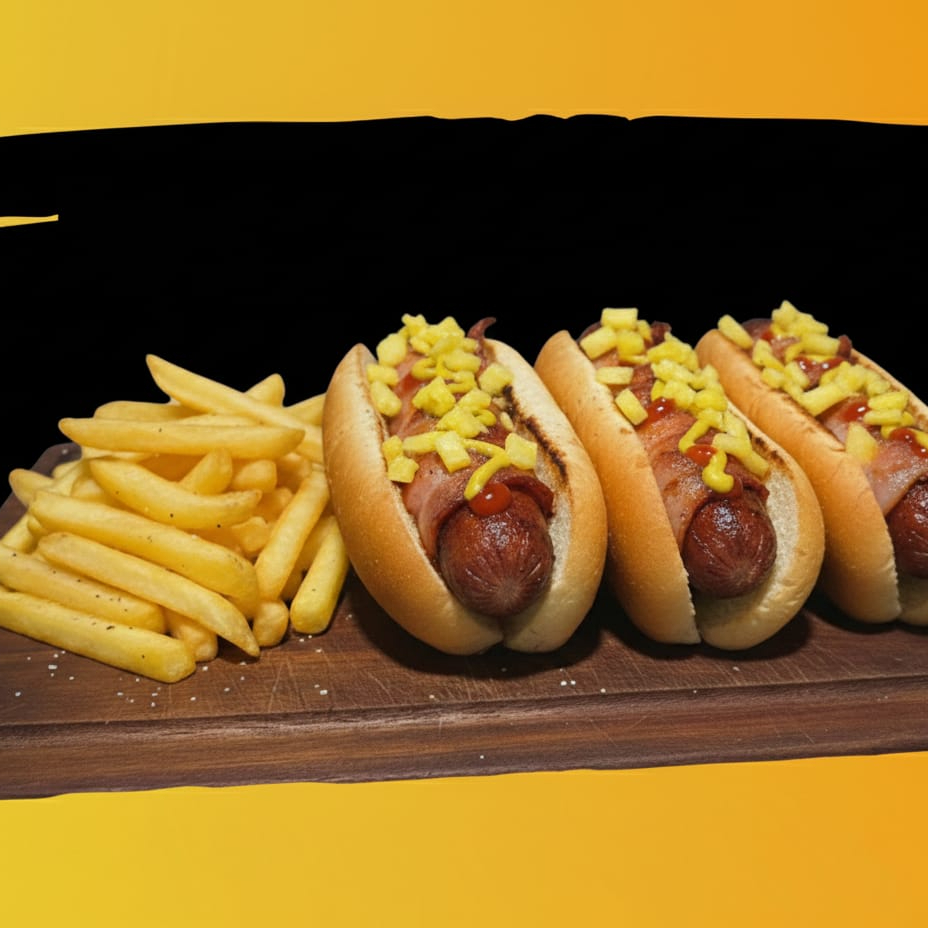 3 Perros bacon piña con papas