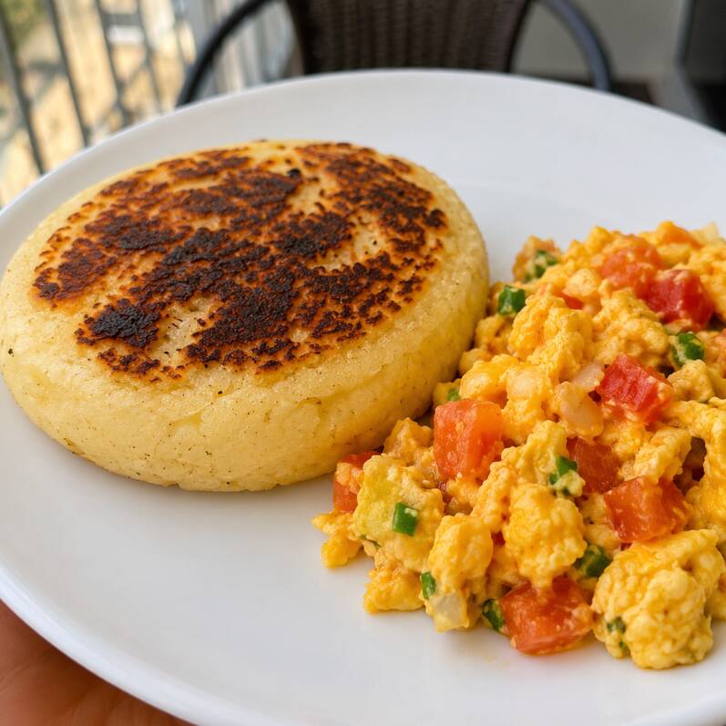 Combo Desayuno Arepa + Huevos Pericos + Tinto
