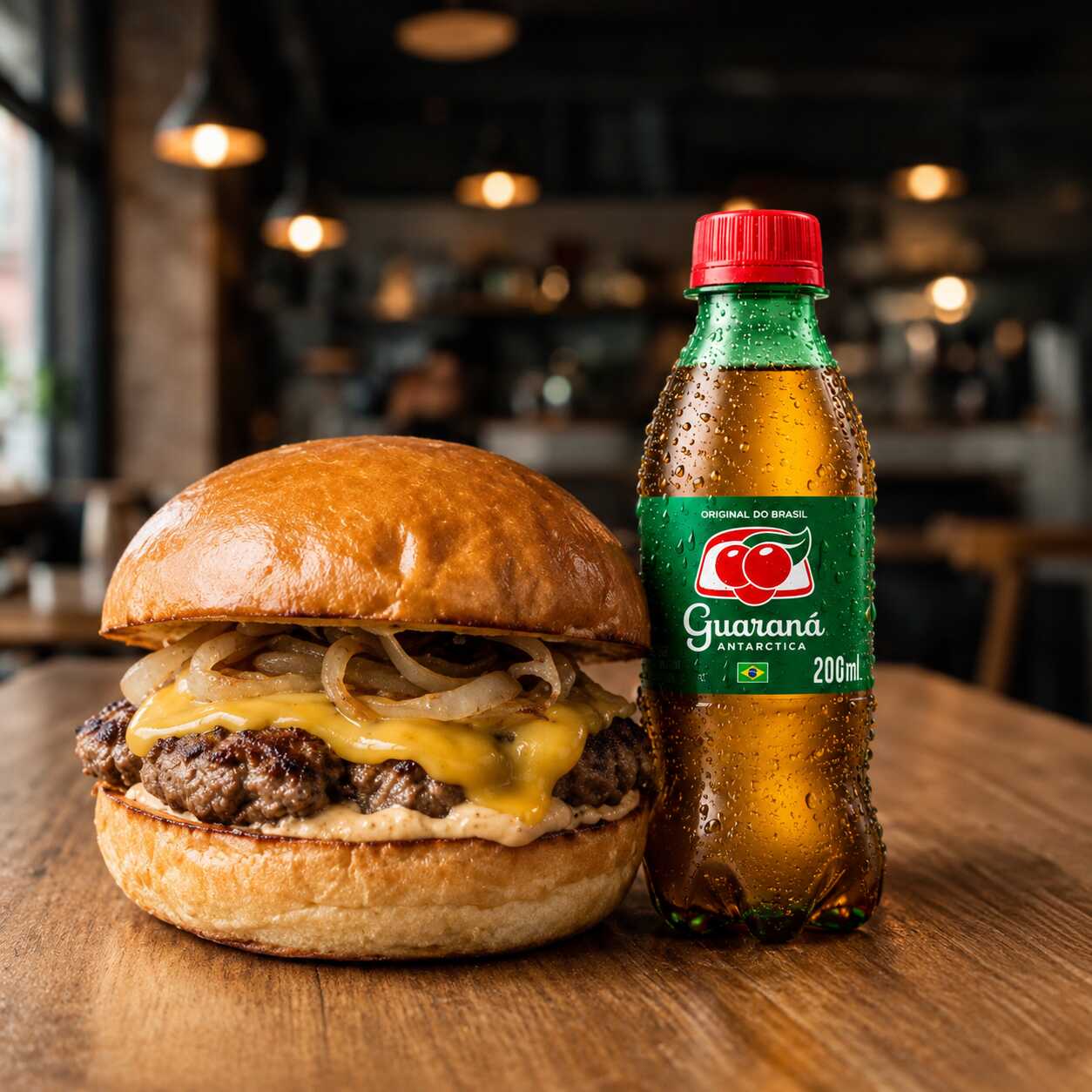 O clássico elevado a outro nível! Nosso burger artesanal suculento, coberto com cheddar derretido e a estrela da vez: cebola chapeada saborosa. Tudo isso no pão brioche macio, finalizado com nossa exclusiva maionese defumada. Uma explosão de sabores a cada mordida.