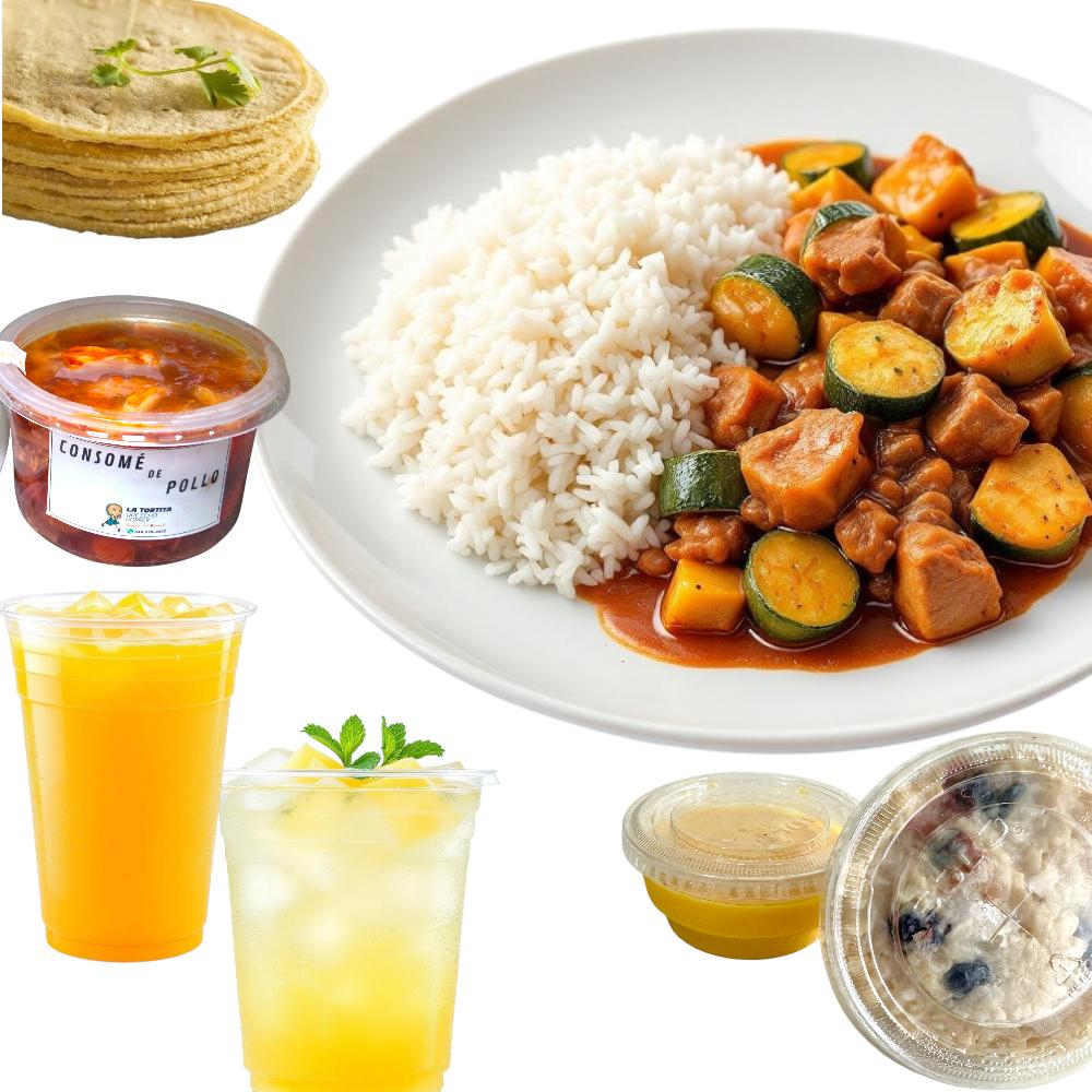 COMIDA CORRIDA CALABACITA CON CARNE DE CERDO