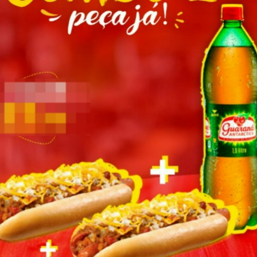 1 salsicha, 1 Linguiça, molho '' cebola e tomate " bacon, calabresa, presunto, muçarela, ervilha, milho, uva passas, azeitona, ovo de codorna, batata palha, queijo ralado, ketchup, maionese, mostarda e maionese temperada da casa + guarana 1,5l