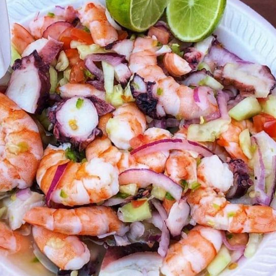Ceviche de pulpo y camarón