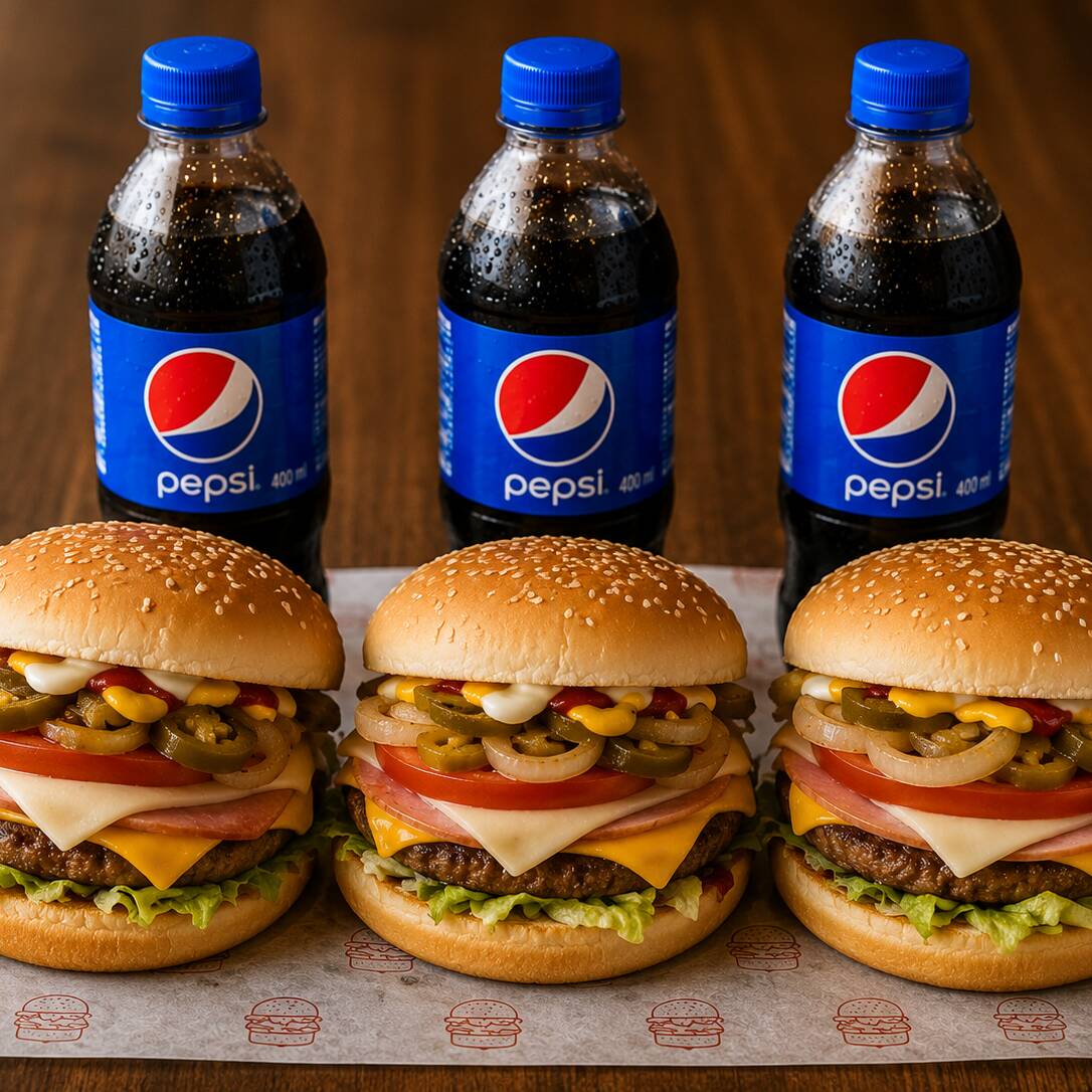 Combo Familiar 3 Hamburguesas + 3 Refrescos