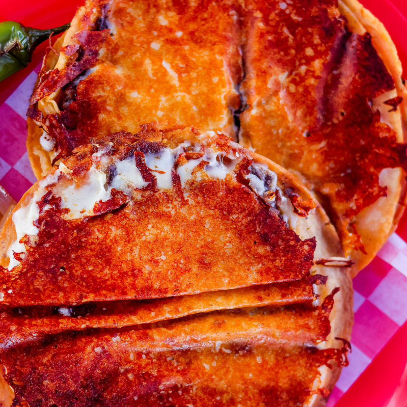 taco volteado con queso