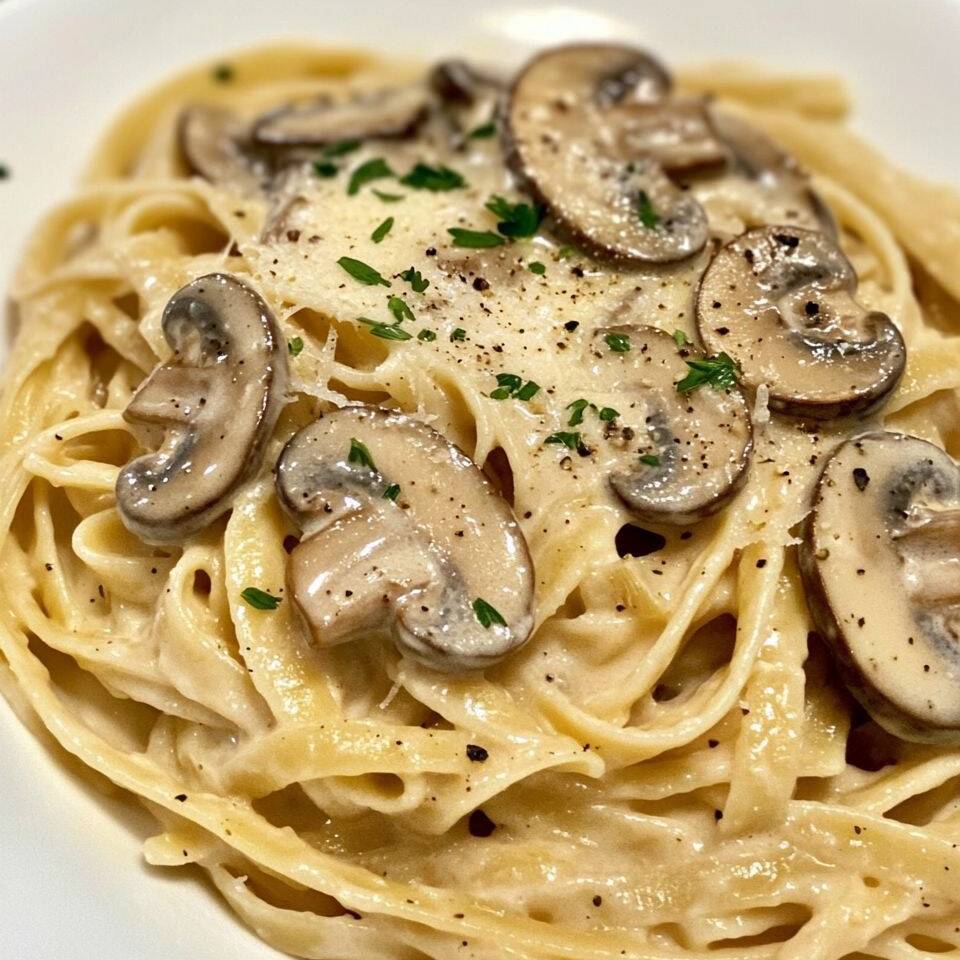 Pasta Alfredo con Champiñon.