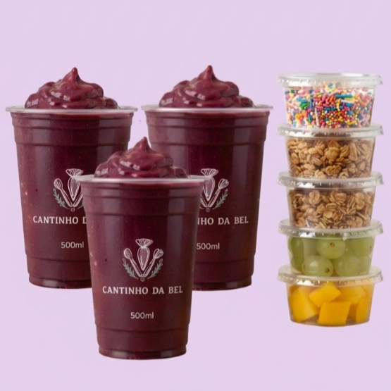 1 copo 500 ml + 1 copo 400 ml + 1 copo 300 ml. + 4 acompanhamentos cada copo