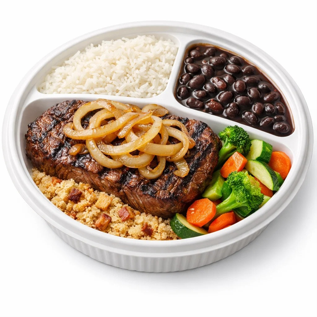 Monte sua marmitex ate 3 complementos extras ! Todas elas vão arroz branco e feijão preto.