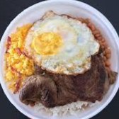 Bife contra file, ovo, arroz, feijão, couve, farrofa e Coca-Cola 200ml geladinha
