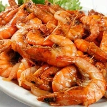 Camarão frito G com casca com alho e óleo (10 unid)