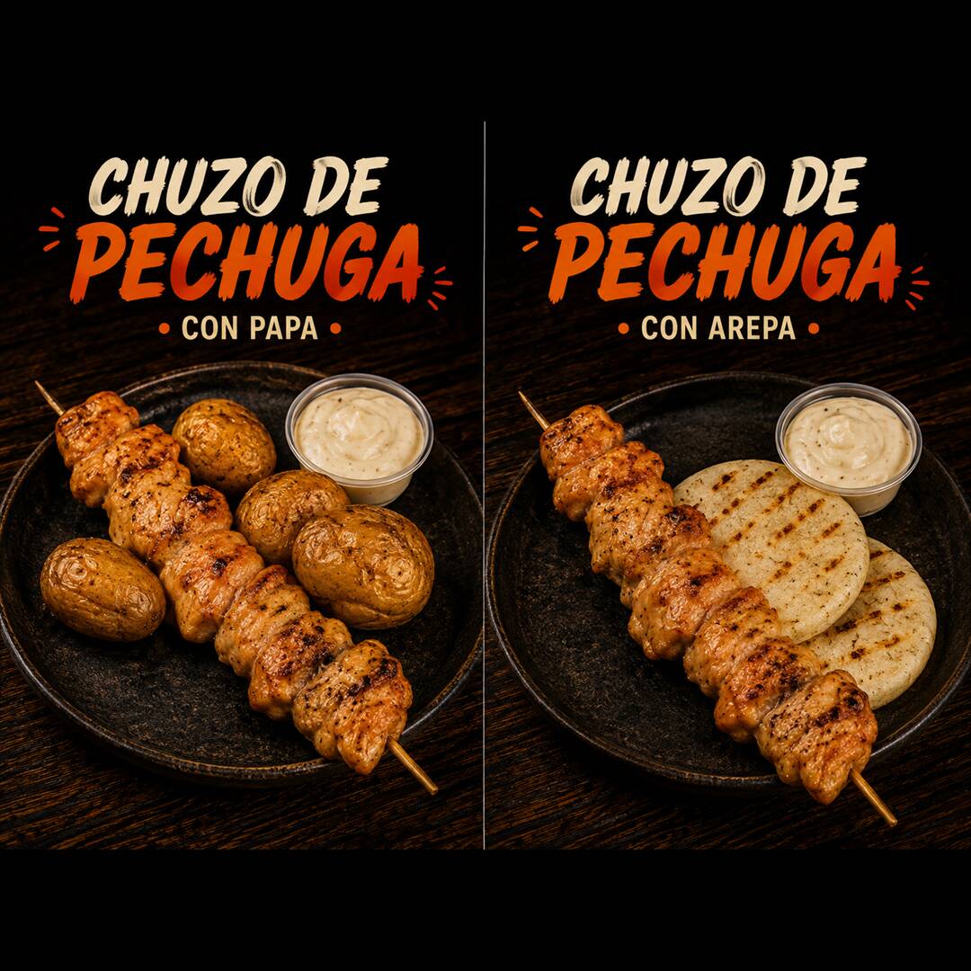 Chuzo de Pechuga con Papa / con Arepa