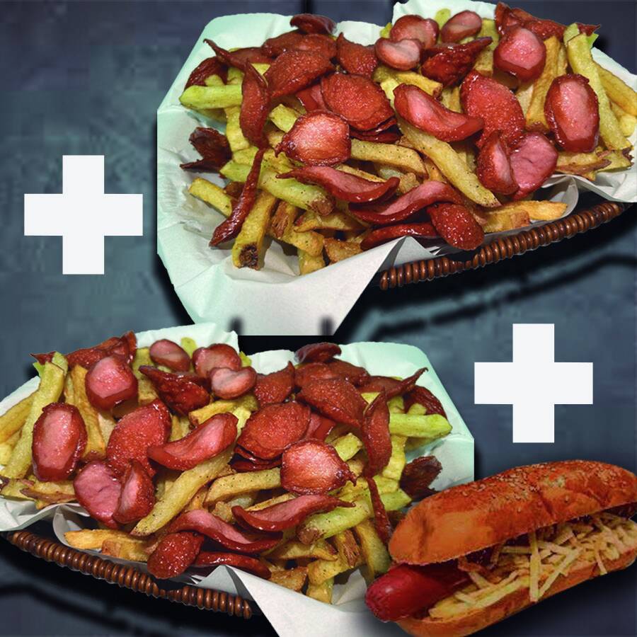 Triple Frankfurter + Salchipapón