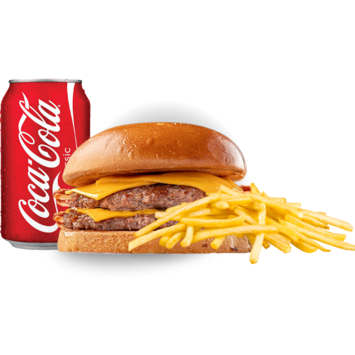 Combo Bigu’s Smash Big Duplo Bacon
Um smash poderoso, duplo em tudo: carne, bacon e cheddar. Perfeito pra quem não aceita menos sabor no prato!
Lanche pequeno (Smash Big Duplo Bacon):
• Pão brioche macio e selado
• 2x hambúrgueres caseiros de 100g prensados
• 2 fatias de queijo Cheddar derretido
• 2 fatias de bacon crocante
Acompanhamentos:
• 120g de batatas crocantes
• 1 Refrigerante Lata
A trindade perfeita do sabor: carne suculenta, queijo cremoso e bacon crocante — tudo em dose dupla!