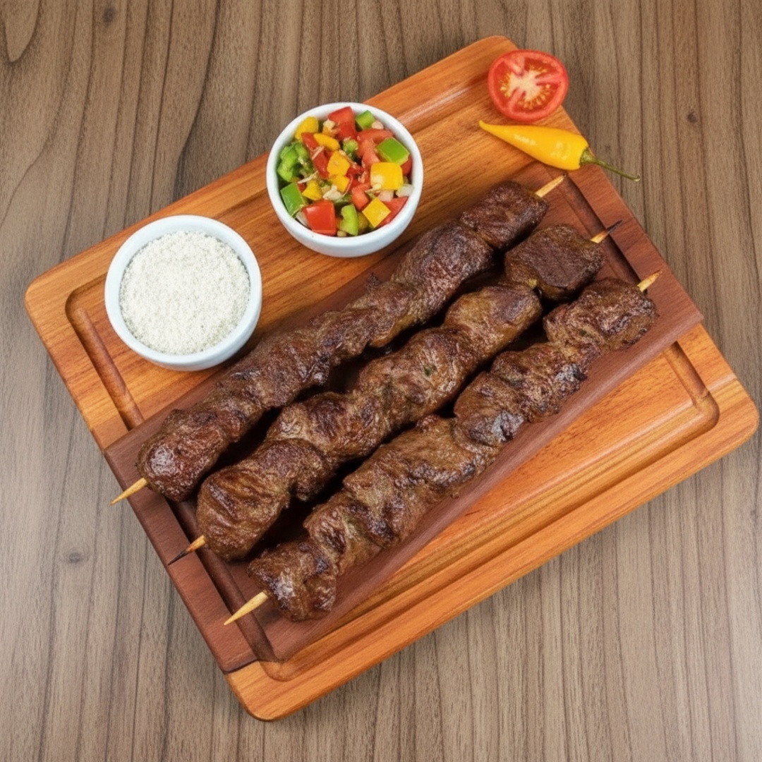 Delicioso espetinho de carne, grelhado na brasa para um sabor irresistível.