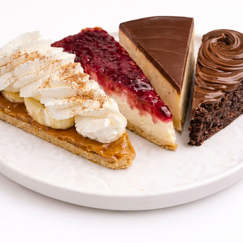 Escolha até 4 fatias das nossas tortas mais vendidas
Recheios cremosos, massas macias e muito sabor em cada pedaço.
Ideal pra dividir
Melhor custo-benefício da loja
Perfeito pra sobremesa ou aquele doce caprichado