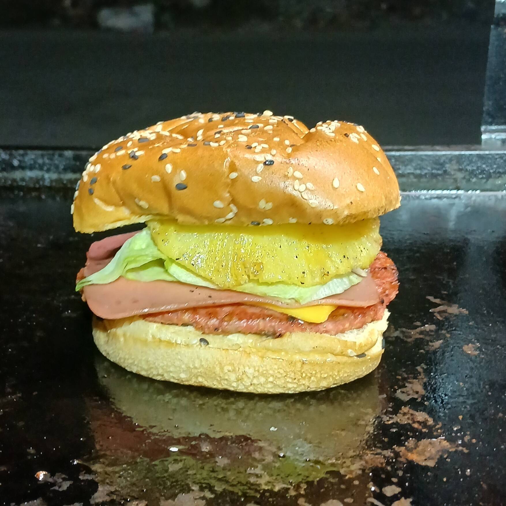 Hamburguesa Hawaiana Sencilla Sin Papas