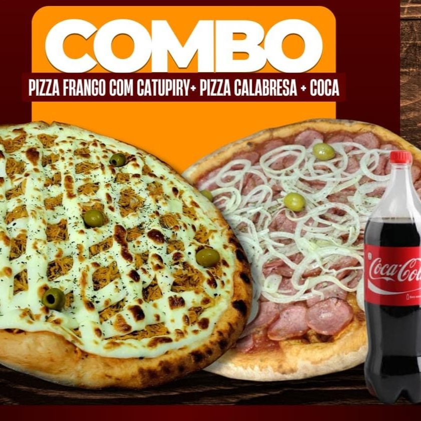 2 PIZZAS GRANDE ( 1 FRANGO C/ CATUPIRY + 1 CALABRESA + COCA COLA 2L )